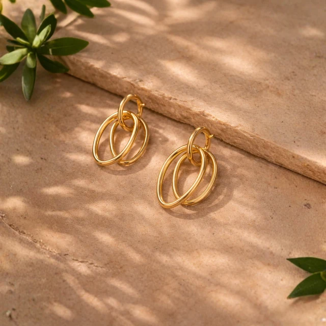 Celeste Triple Hoop Drop Earrings