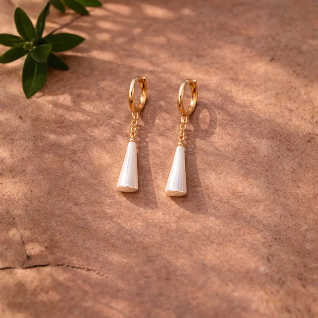 Selene Pearl Drop Huggie Earrings