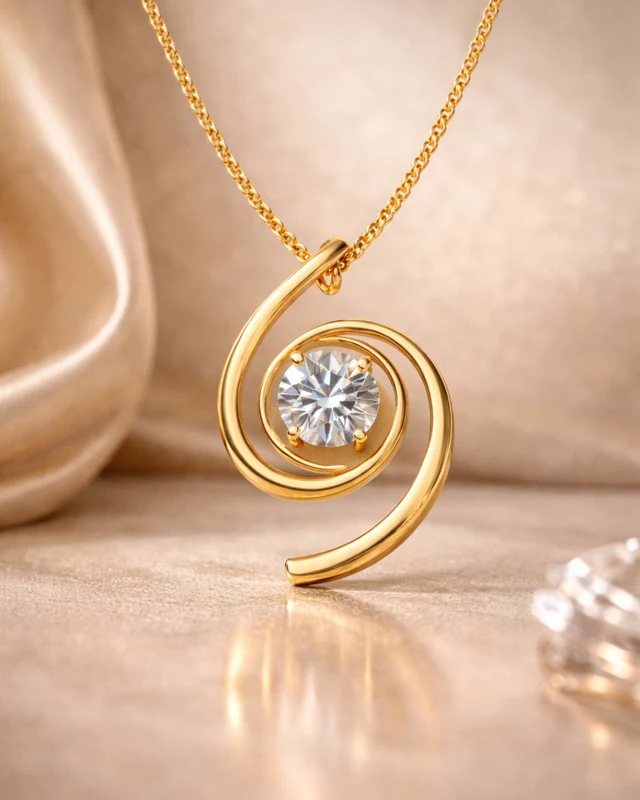 Orbit Spiral Solitaire Necklace