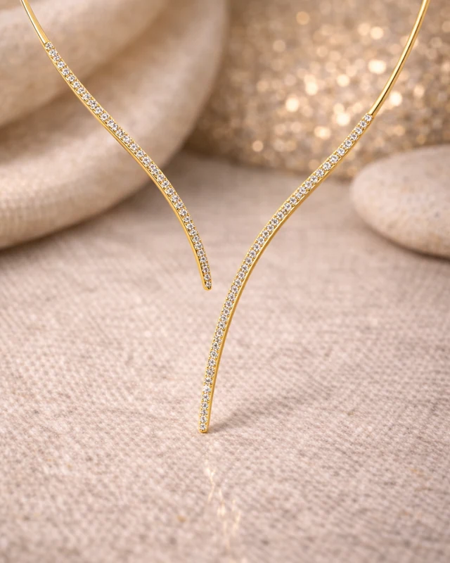 Vela Pavé Lariat Necklace