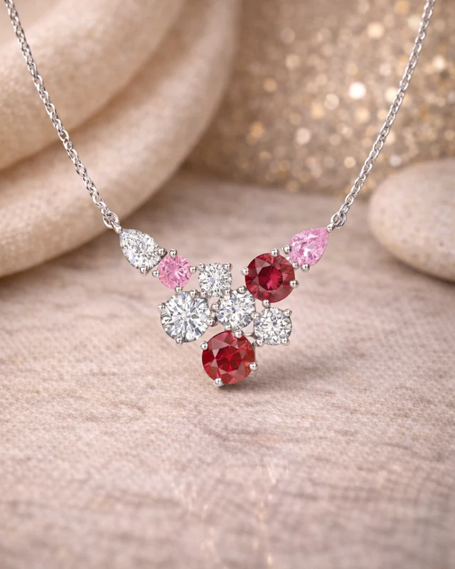 Rosé Fleur Cluster Necklace