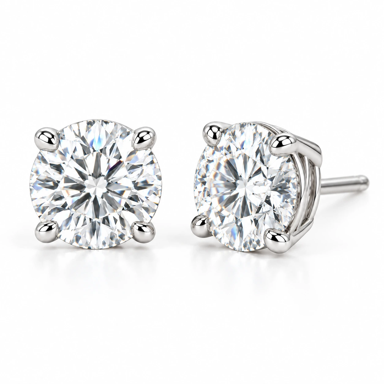 2.06 ct Round Diamond Stud Earrings